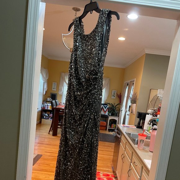 Adrianna Papell Dresses & Skirts - Silver sequined Maxi Dress Sz. 12/14